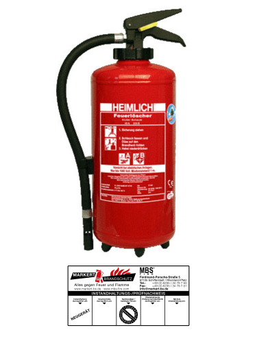 Heimlich 9l AB Schaum Auflade Feuerlöscher 43A 233B = 12LE  S 9 He3